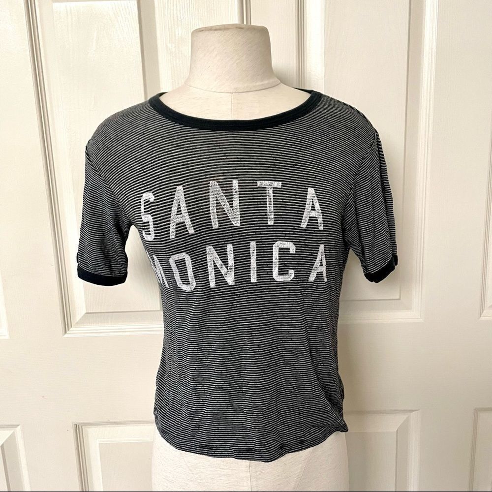 John Galt black and white striped short sleeve Santa Monica shirt - Picture 2 of 12